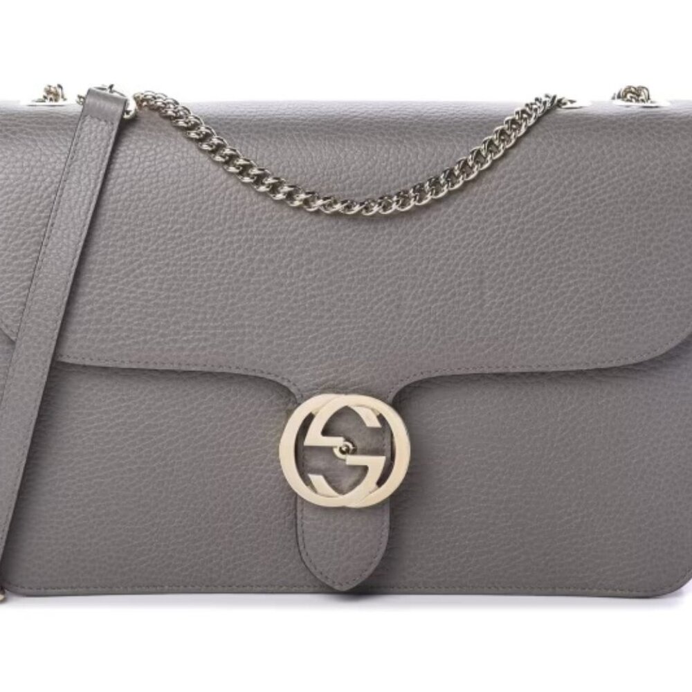BNWT Authentic Gucci Interlocking G Medium Leather Shoulder Bag